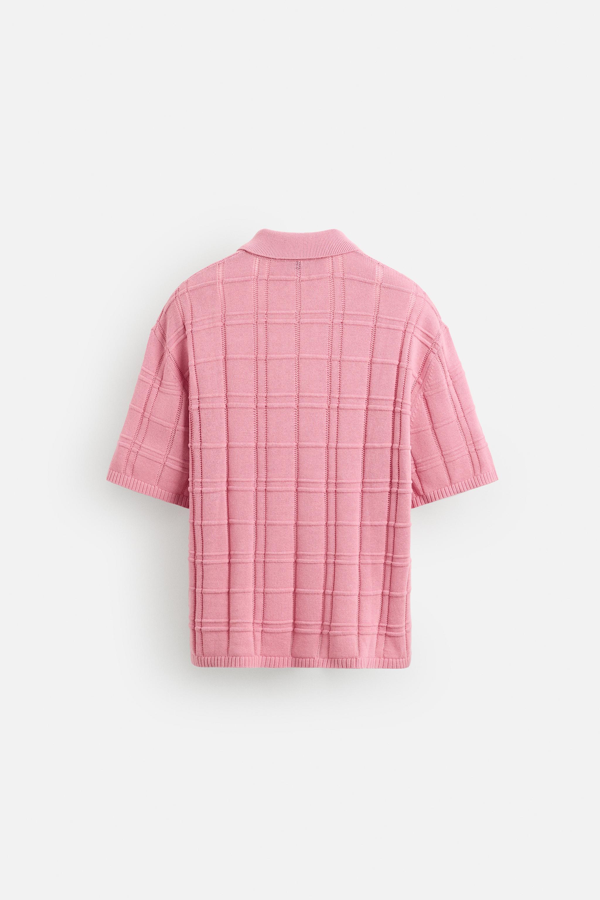 CHECKERED JACQUARD KNIT POLO SHIRT